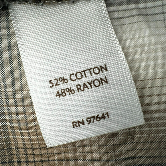 J. Jill Women's Small Tan Brown Plaid Button Up Shirt Blouse V neck Long Sleeves - Picture 5 of 10